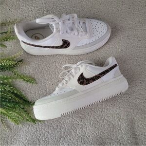 Nike | Court Vision Alta | Leopard Print | Chunky White Sneakers | Size 9 | EUC!